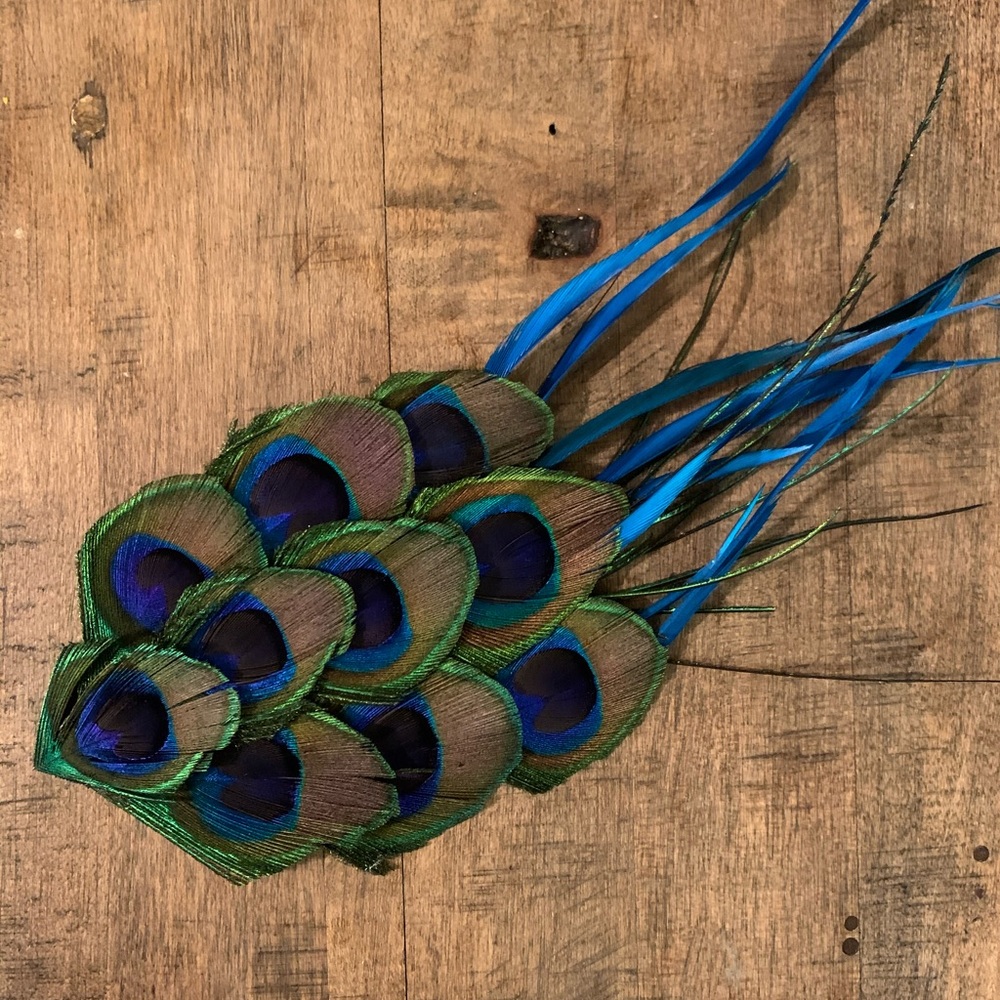 Vintage inspired peacock feather hair clip